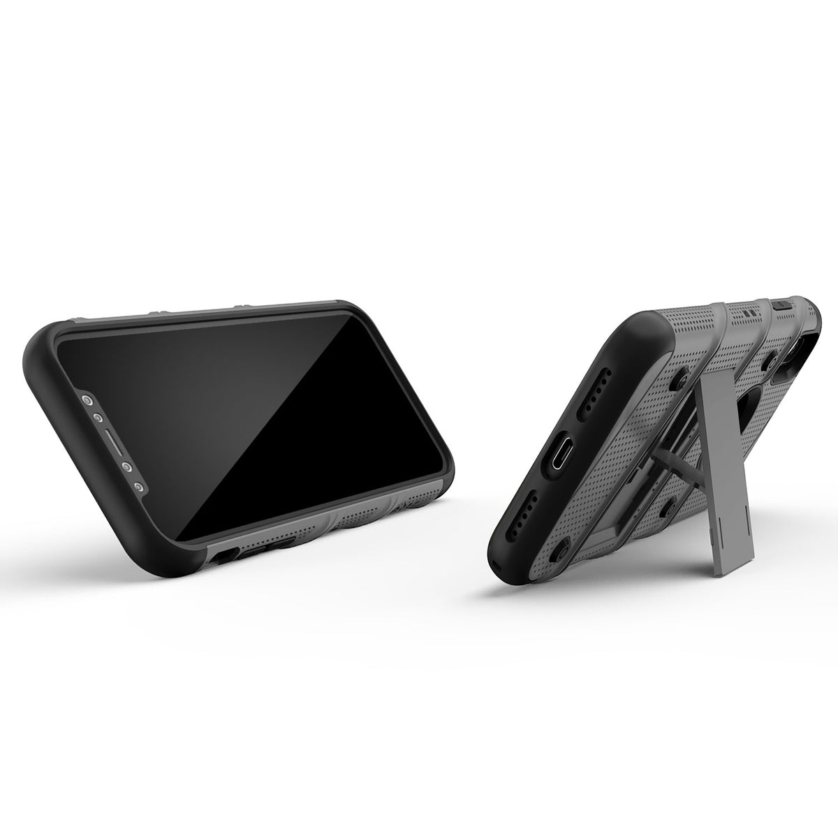 For iPhone XR - BOLT Case with Built In Kickstand Holster and Tempered Glass Screen Protector - ZIZO Wireless