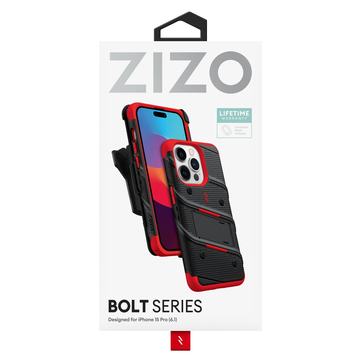 ZIZO BOLT Bundle iPhone 15 Pro Case with Tempered Glass - ZIZO Wireless