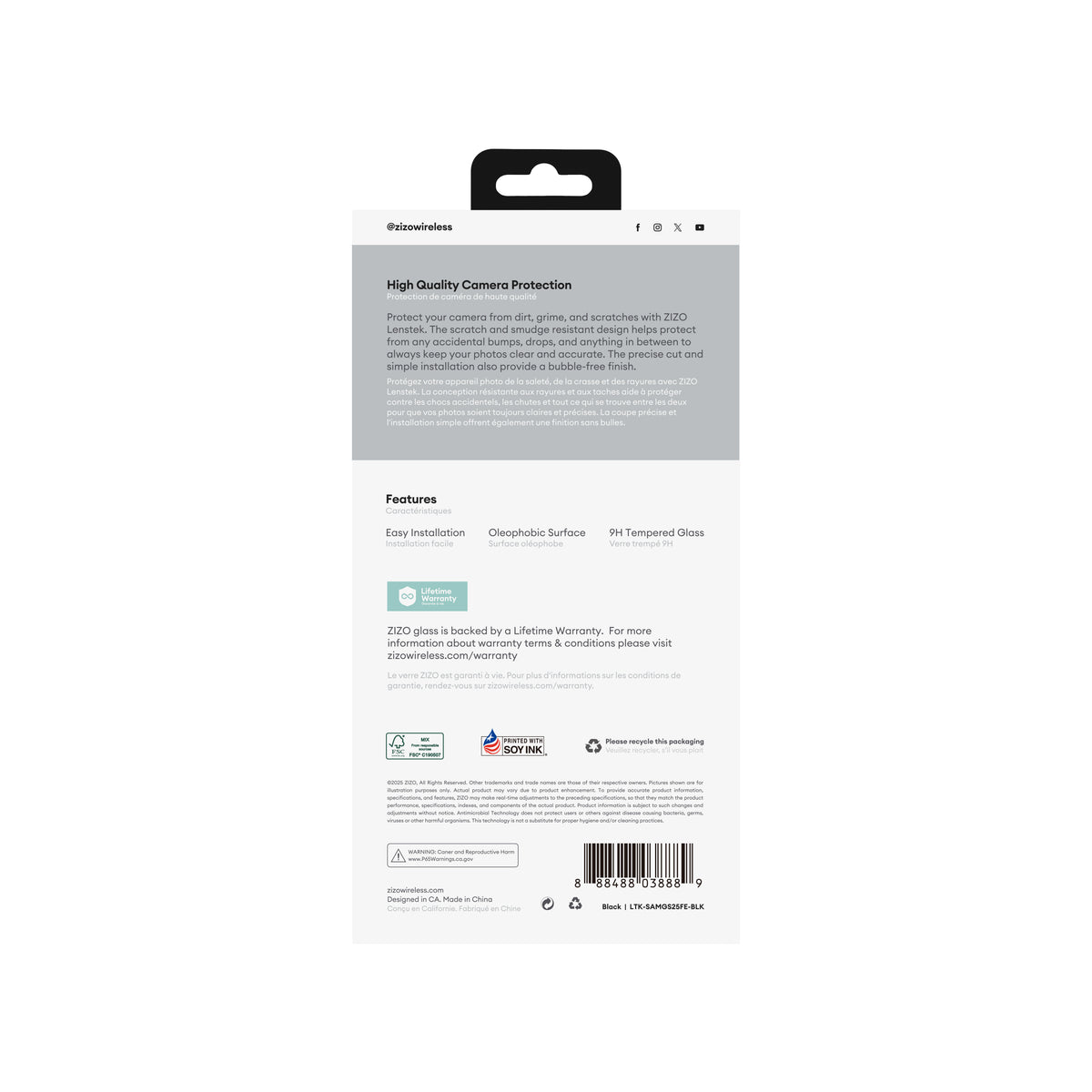 ZIZO LensTek Galaxy S25 FE Camera Lens Protector (2 Pack)