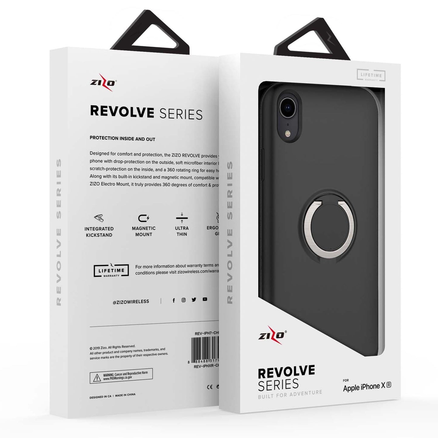 For iPhone XR - REVOLVE Case with Built In 360° Ring Holder Kickstand and Magnetic Mount - ZIZO Wireless