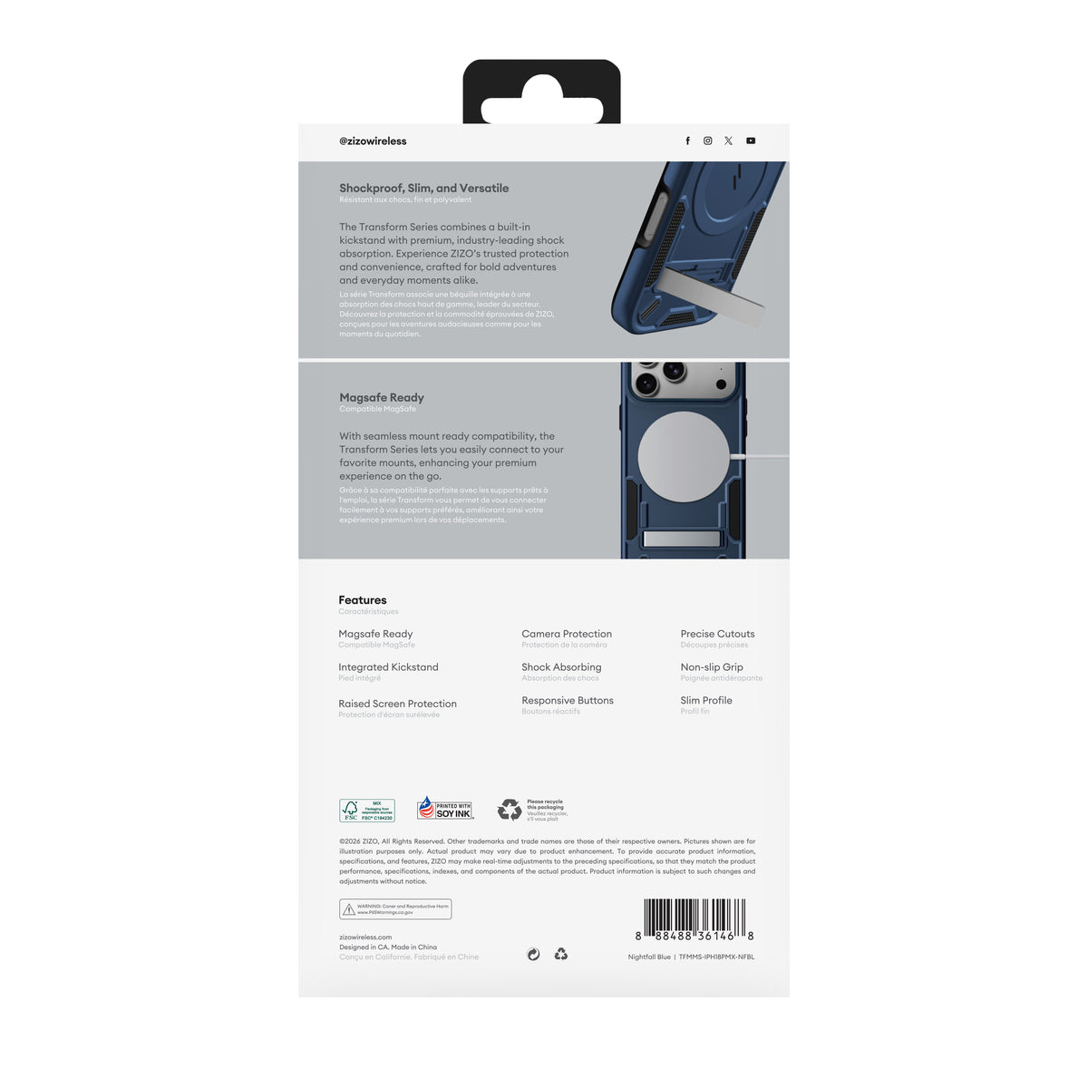 ZIZO Transform Series iPhone 18 Pro Max Kickstand MagSafe Case