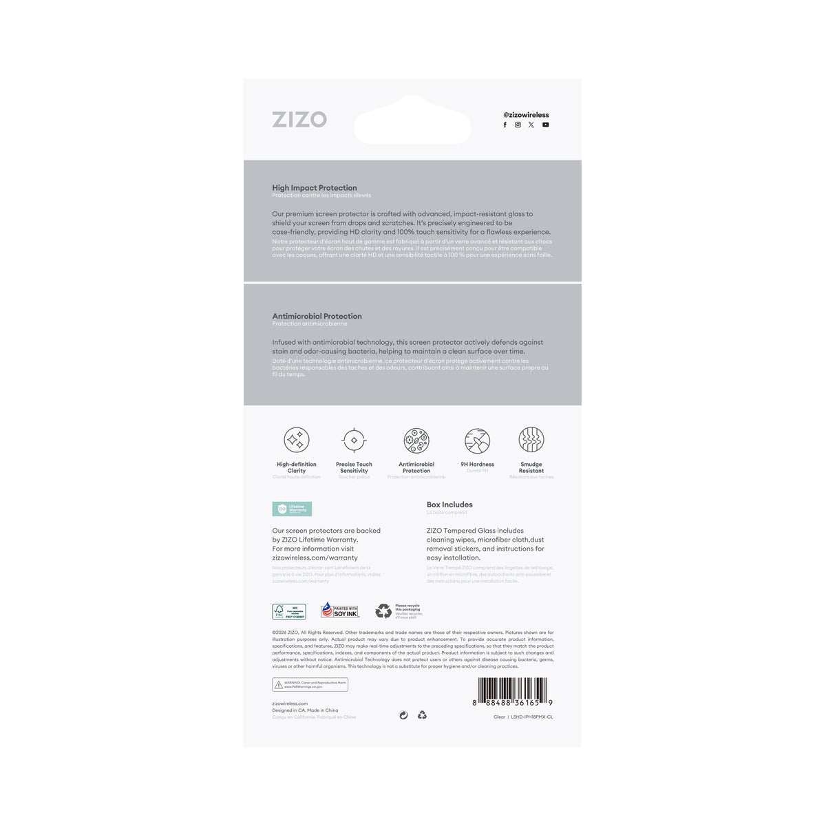 ZIZO Lightning Shield iPhone 18 Pro Max Tempered Glass Screen Protector