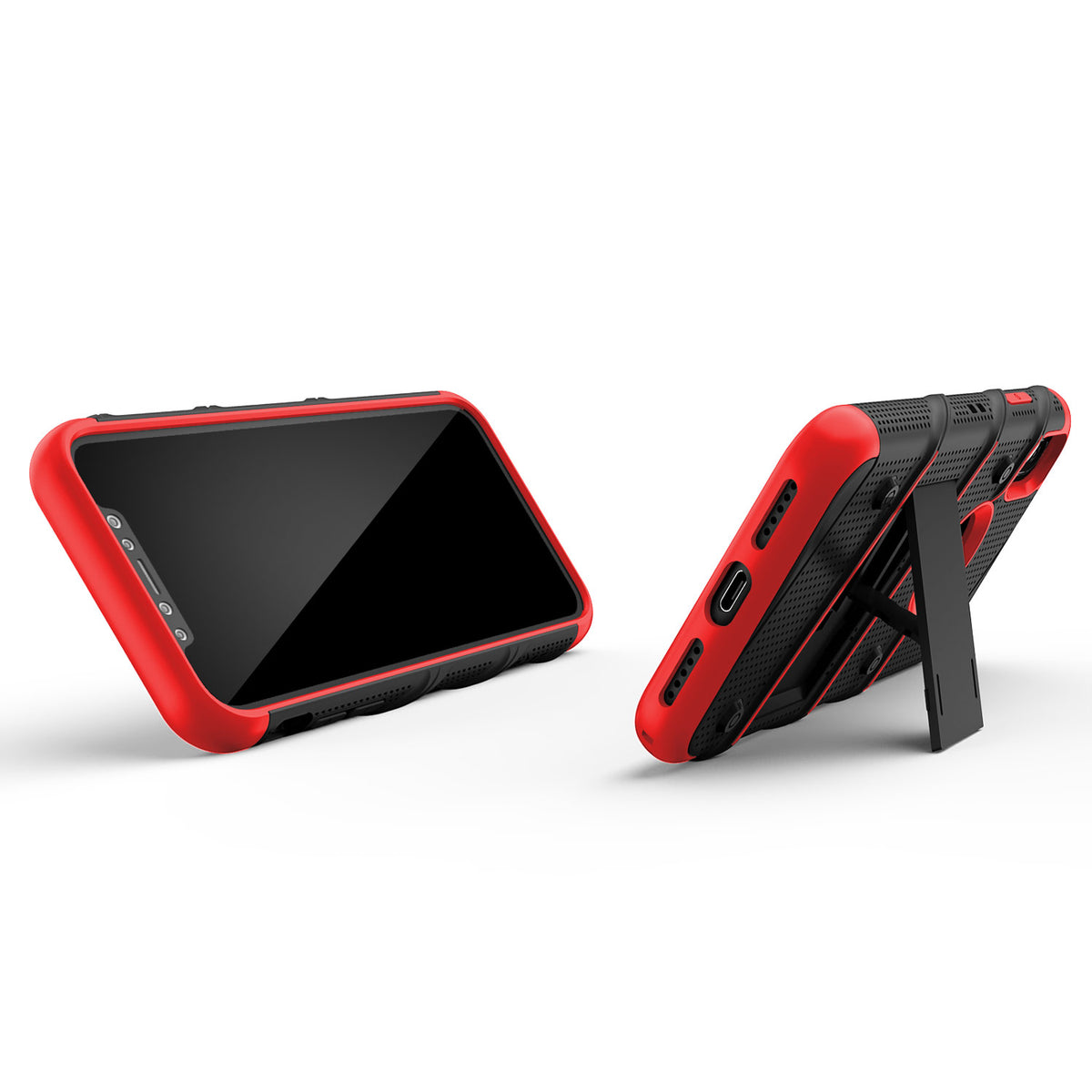For iPhone XR - BOLT Case with Built In Kickstand Holster and Tempered Glass Screen Protector - ZIZO Wireless