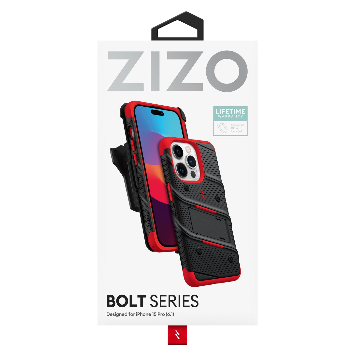 ZIZO BOLT Bundle iPhone 15 Pro Case with Tempered Glass - ZIZO Wireless