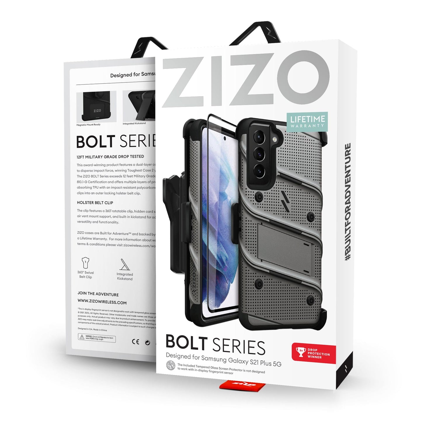 ZIZO BOLT Series Galaxy S21+ 5G Case with Tempered Glass - ZIZO Wireless