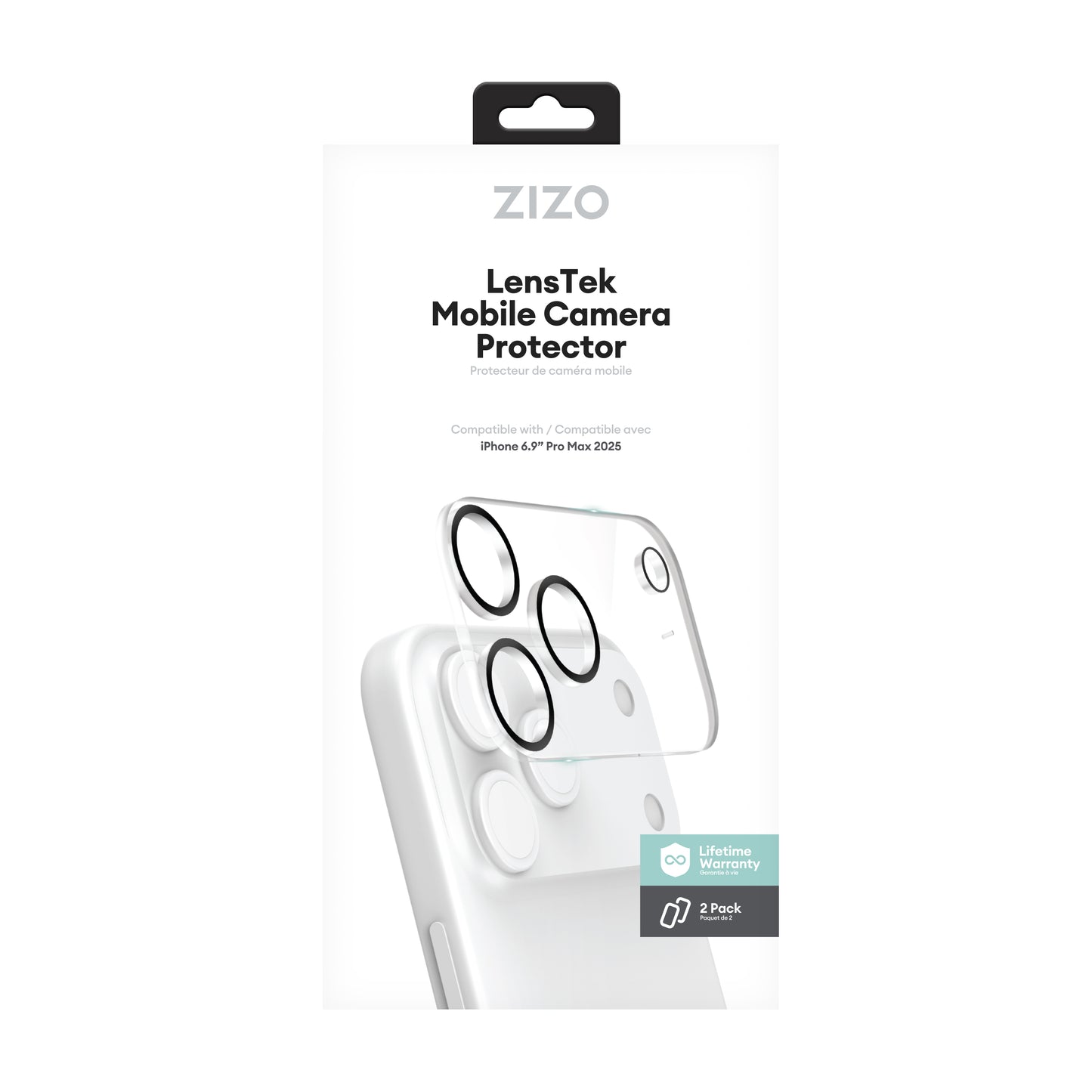 ZIZO LensTek iPhone 17 Pro Max Camera Lens Protector (2 Pack)