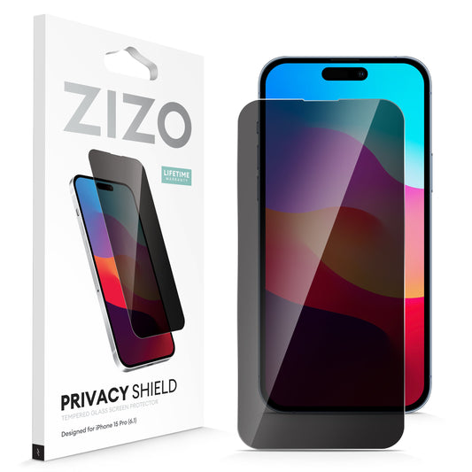 ZIZO PRIVACY Tempered Glass Screen Protector for iPhone 15 Pro - ZIZO Wireless