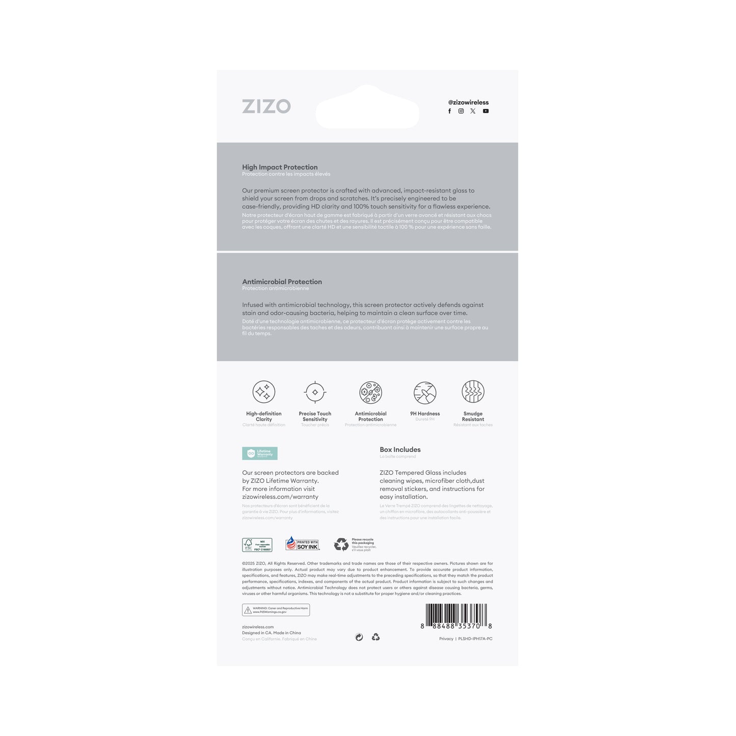 ZIZO PRIVACY Tempered Glass Screen Protector for iPhone Air