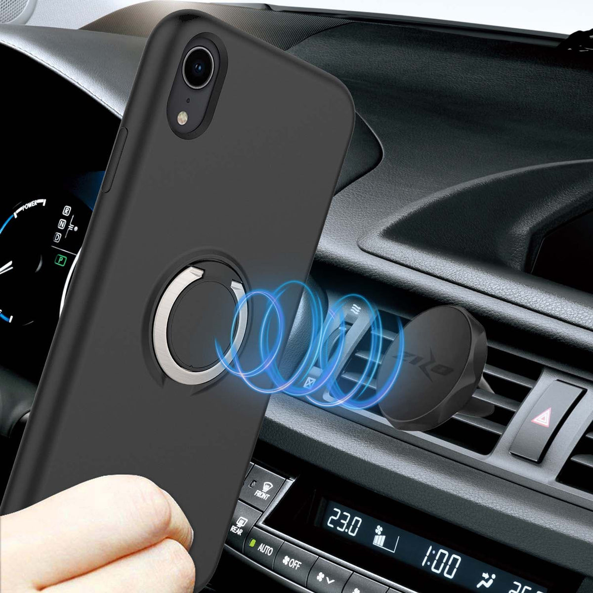 For iPhone XR - REVOLVE Case with Built In 360° Ring Holder Kickstand and Magnetic Mount - ZIZO Wireless