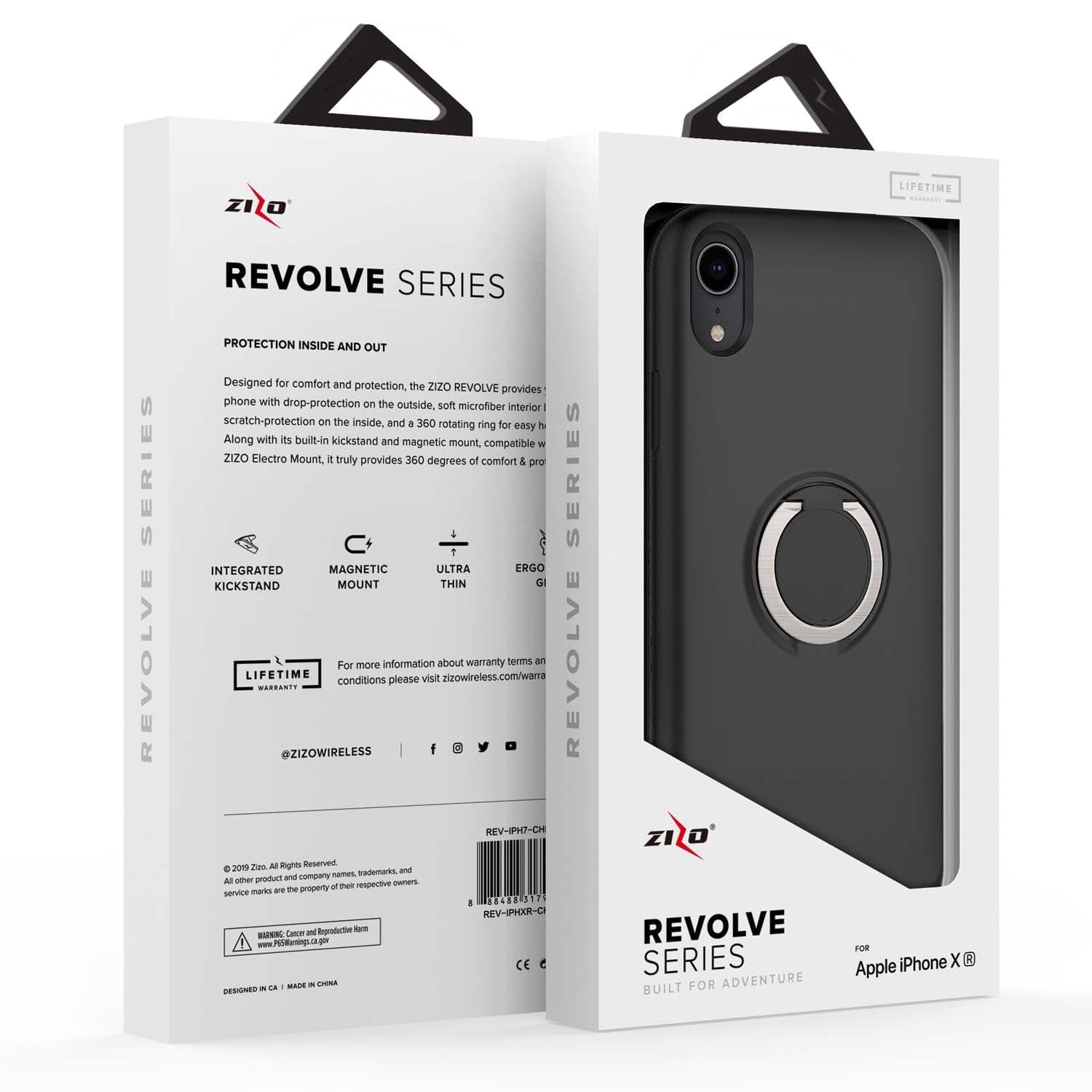For iPhone XR - REVOLVE Case with Built In 360° Ring Holder Kickstand and Magnetic Mount - ZIZO Wireless