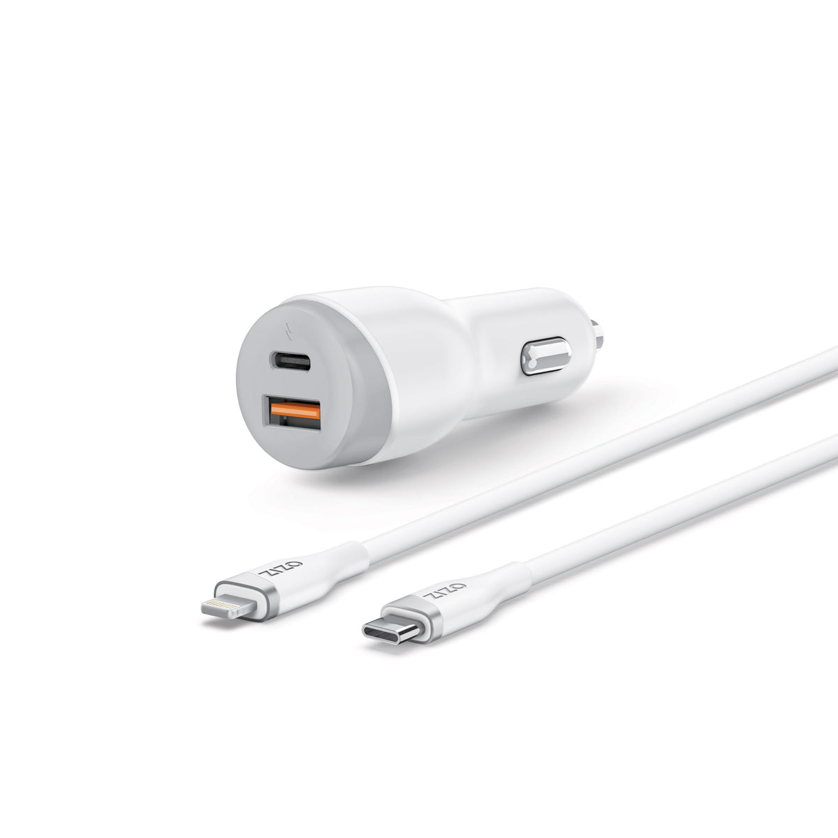 ZIZO PowerVault 30W Dual Port Car Charger Bundle + Lightning to USB-C Cable + USB-A Adapter - ZIZO Wireless