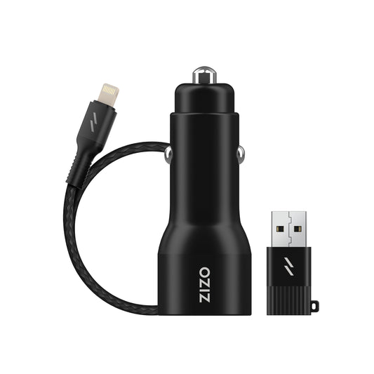 ZIZO PowerVault Bundle Car Charger + Type C to Lightning Cable + USB to Type C Adapter - ZIZO Wireless