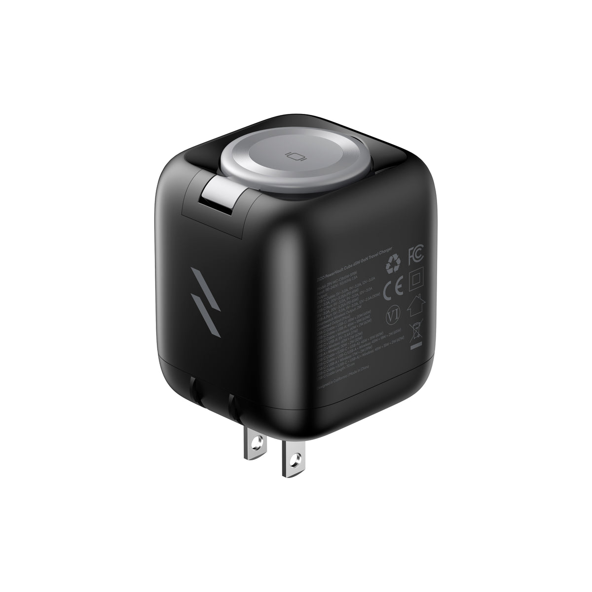 ZIZO PowerVault Cube 65W GaN Travel Charger with Smartwatch Dock, Retractable Cable, and Multi-Port Fast Charging