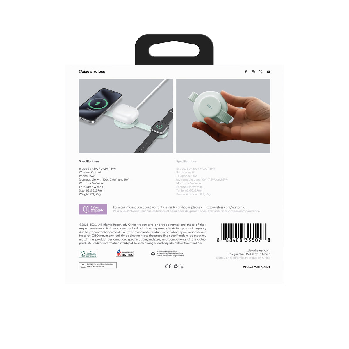 ZIZO PowerVault Fold 3-in-1 Travel Charging Station with MagSafe Mount