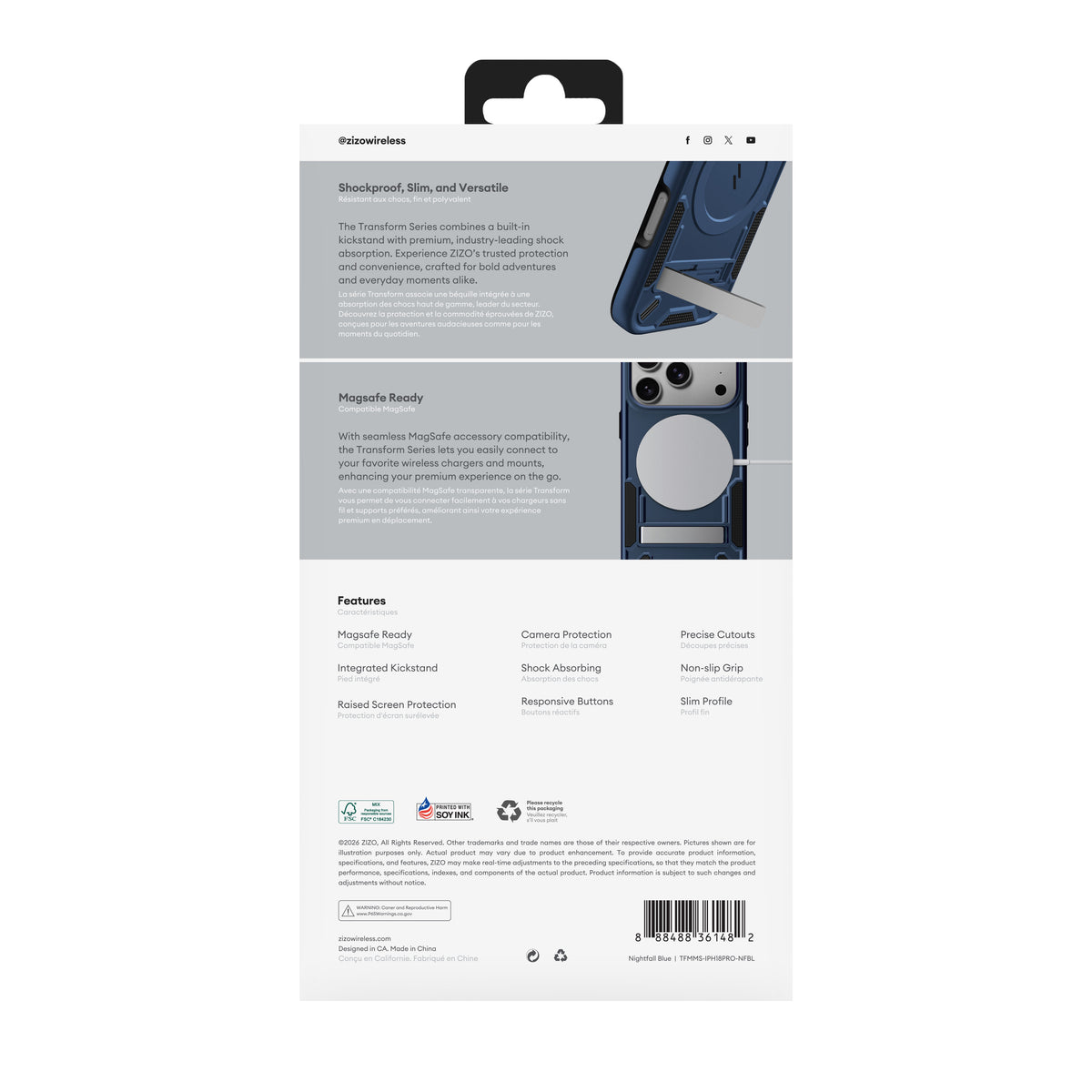ZIZO Transform Series iPhone 18 Pro Kickstand MagSafe Case