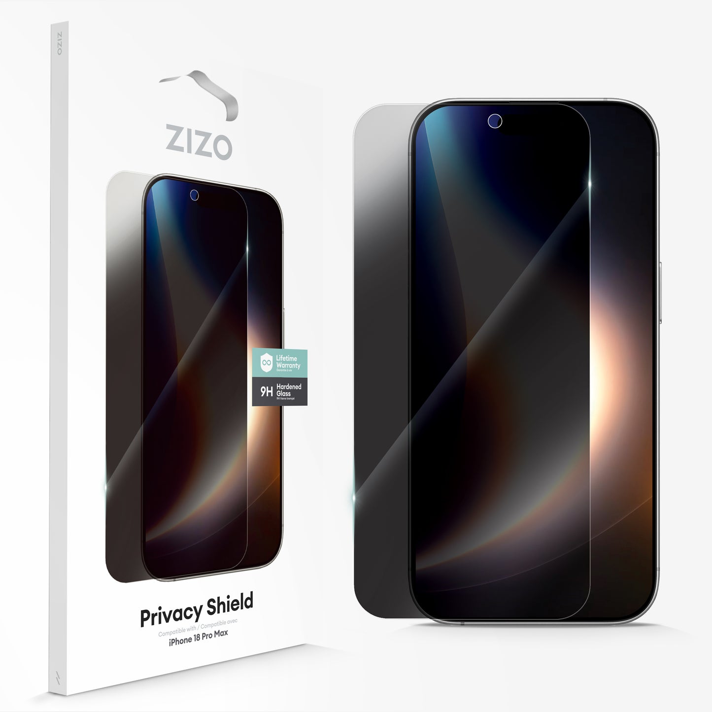 ZIZO Privacy Lightning Shield iPhone 18 Pro Max Privacy Tempered Glass Screen Protector